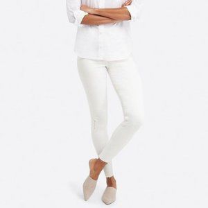 SPANX White Distressed Ankle Jeans, M
